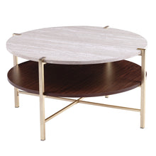 Load image into Gallery viewer, Solid Wood Manufactured Wood Metal Round Coffee Table - Brass
