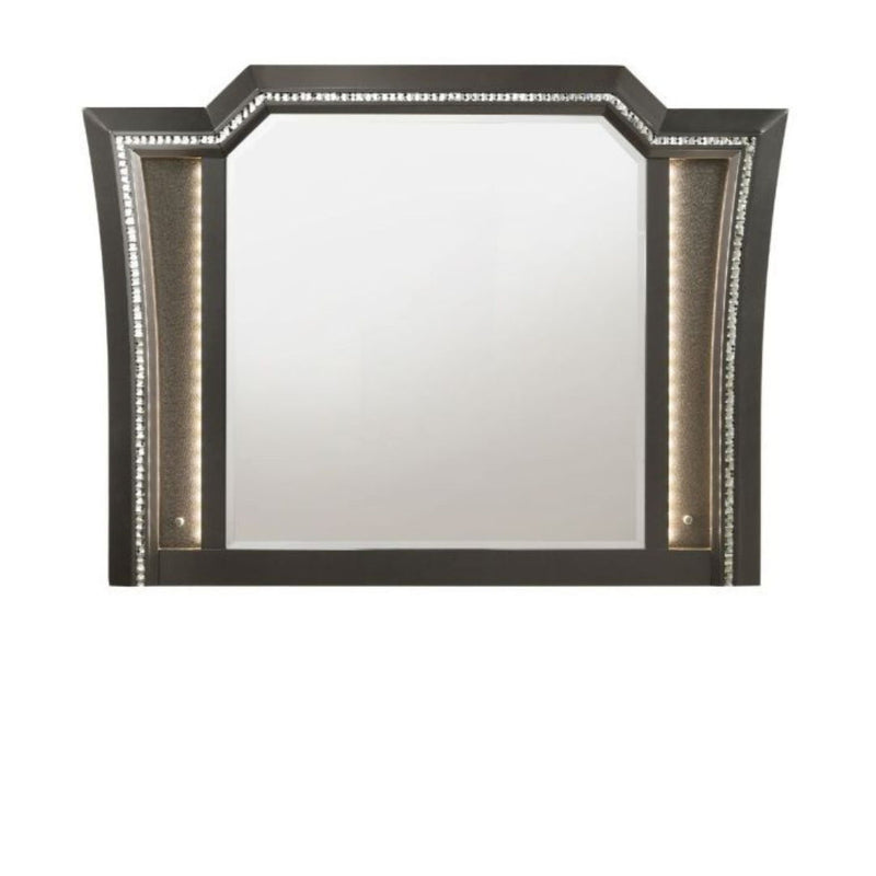 38" Lighted Abstract Framed Mounted Dresser Mirror - Gunmetal