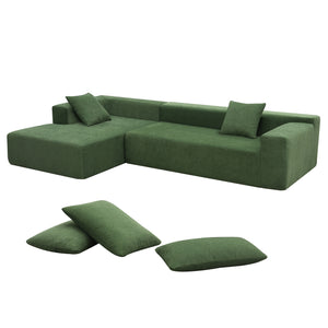 [VIDEO provided] [New] 109*68" Modular Sectional Living Room Sofa Set, Modern Minimalist Style Couch, Upholstered Sleeper Sofa for Living Room, Bedroom, Salon, 2 PC Free Combination, L-Shape, Green