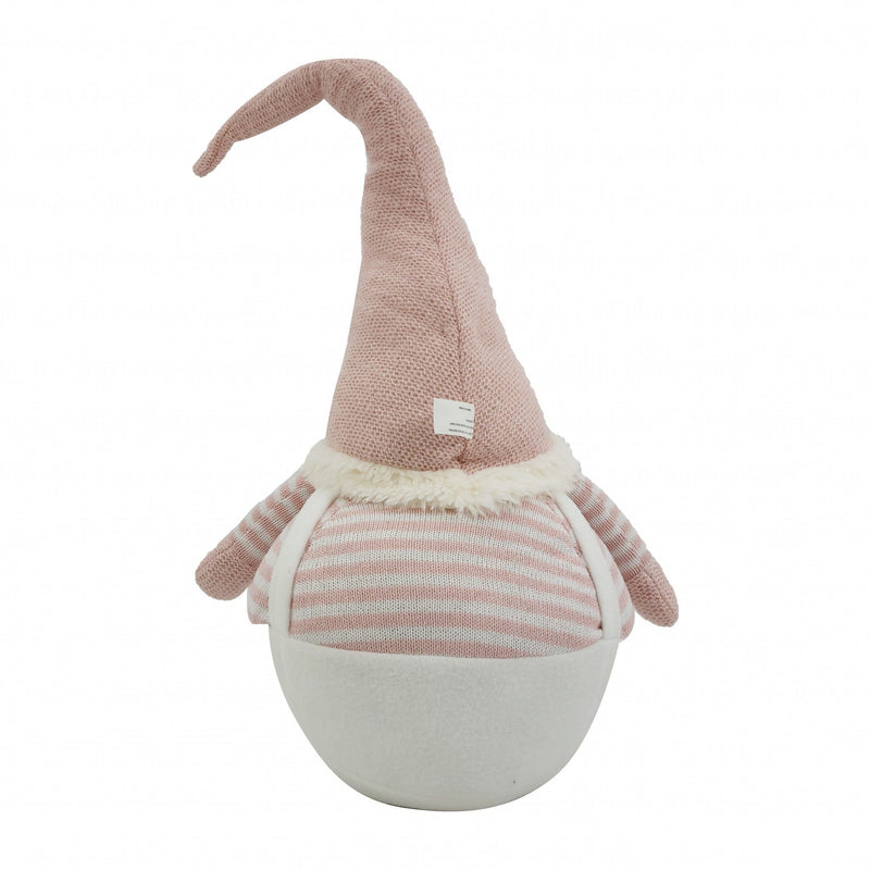 Fabric Christmas Standing Gnome Tabletop Sculpture (399337) - Pink / White