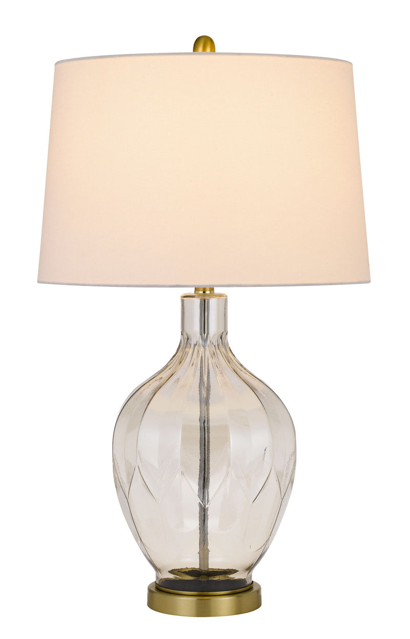 Metal Table Lamp With Drum Shade - Clear Off-White