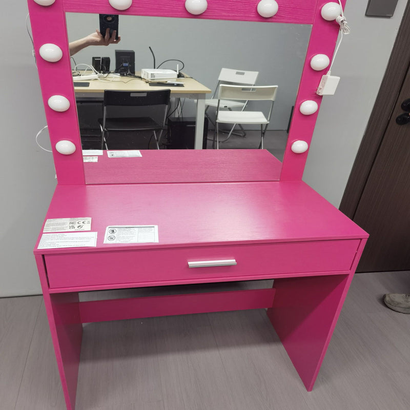 Wood Lighted Single Drawer Dresser - Pink