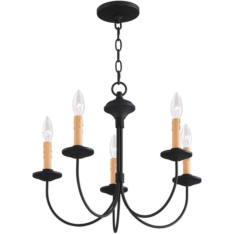 Five Light Dimmable Chandelier With Shades - Black