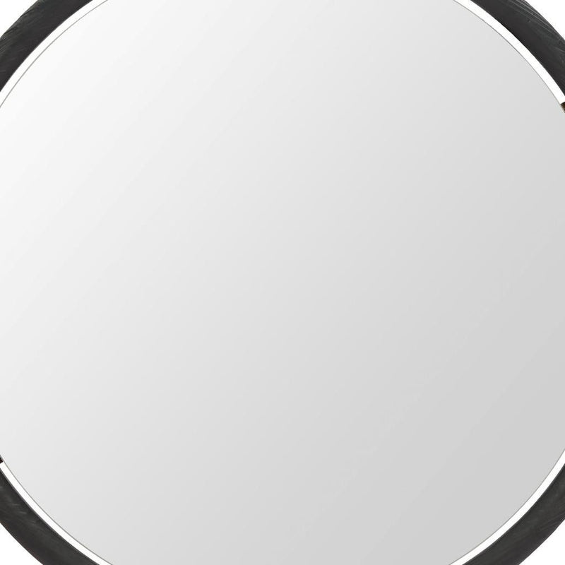 39" Glass Round Rope Hanging Accent Mirror - Black