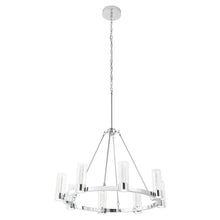 Load image into Gallery viewer, Candle Style Eight Light Metal Dimmable Smart Enabled Chandelier With Shades - Clear / Silver

