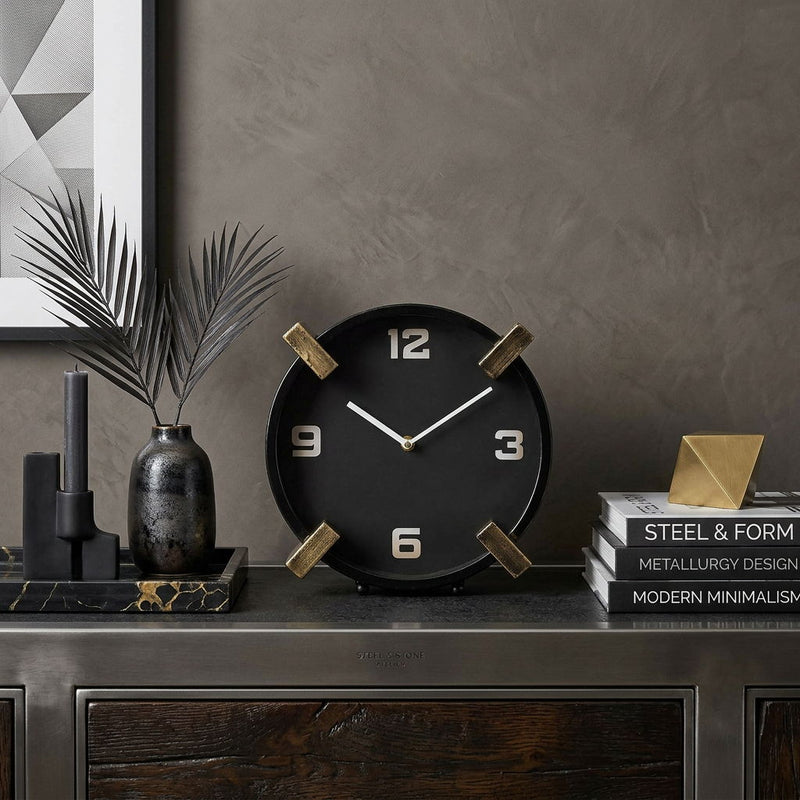 Stainless Table Clock - Black