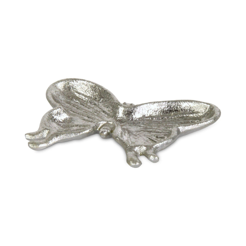 6" Cast Iron Butterfly Handmade Trinket Tray - Silver