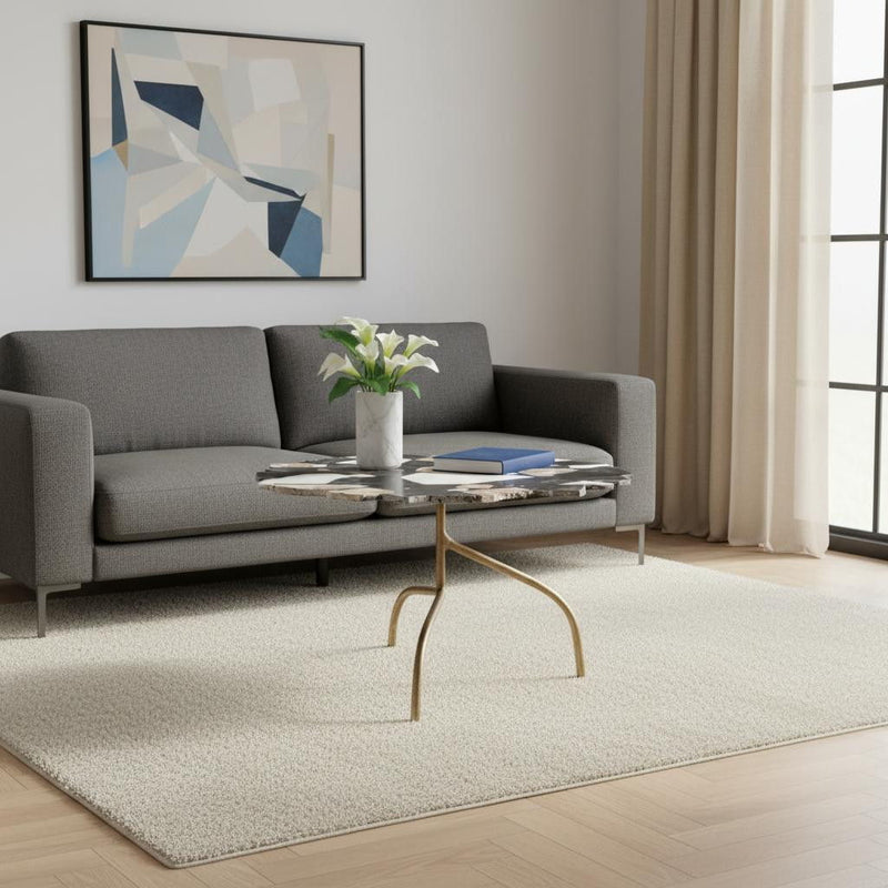 Terrazzo Iron Free Form Pedestal Coffee Table - Black / Gold