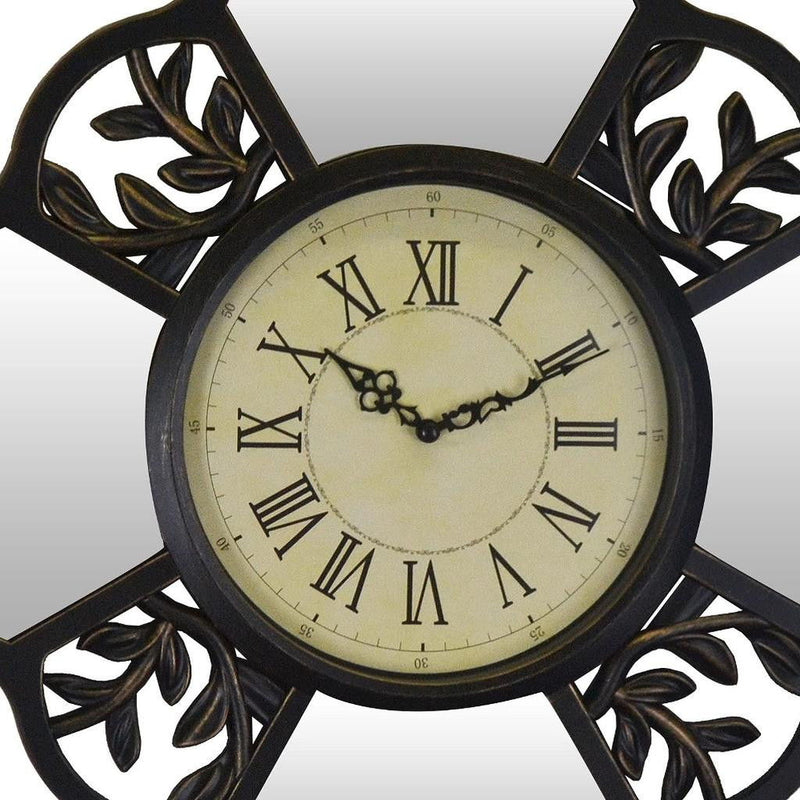 Heavy Duty Plastic Silent Analog Ornate Hexagon Wall Clock - Black / Silver
