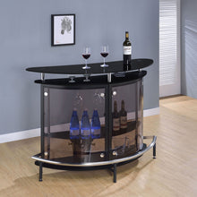 Load image into Gallery viewer, Strick &amp; Bolton - Freestanding Glass Top Home Bar Wine Cabinet With Panels - Black
