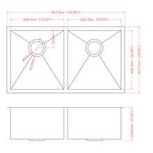 Load image into Gallery viewer, 16 Gauge Undermount Double Bowl Kitchen Sink With 9" Deep Bowls - Brushed Nickel
