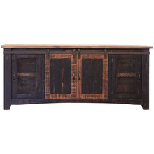 Load image into Gallery viewer, Solid Wood Cabinet Enclosed Storage, Distressed TV Stand - Black
