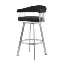 Load image into Gallery viewer, 29" Iron Swivel Backless Bar Height Bar Chair - Black And Silver
