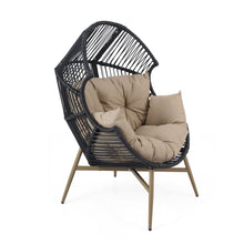 Load image into Gallery viewer, Cori - Outdoor Patio Egg Chair, With Cushion - Black / Khaki
