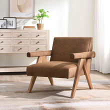 Load image into Gallery viewer, Zoey - Accent Chair - Chocolate Suede &amp; Oak

