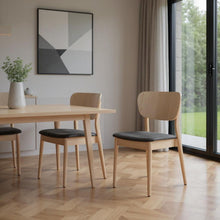 Load image into Gallery viewer, Upholstered Fabric Wood Open Back Dining Side Chairs (Set of 2) - Gray / Natural
