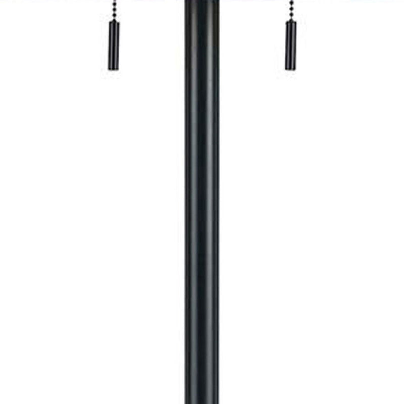 Two Light Traditional Shaped Floor Lamp With Brown Rectangular Shade - Bronze