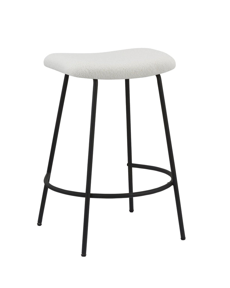 Faux Sherpa And Metal Backless Counter Height Bar Chairs (Set of 2) - White And Black