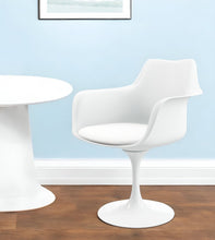 Load image into Gallery viewer, Upholstered Faux Leather Dining Swivel Arm Chair - White
