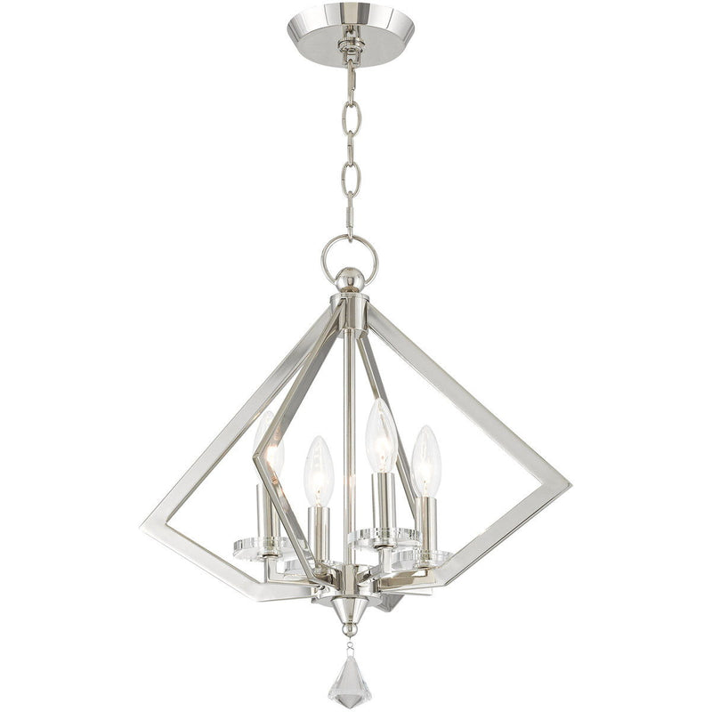 19'' 4-Light Dimmable Chandelier With Shades - Nickel