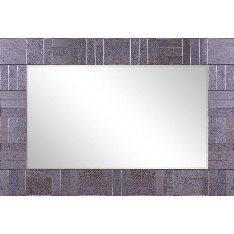 35" Glass Framed Accent Mirror - Gray