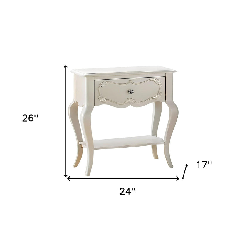 Pine Wood Nightstand - Pearl White