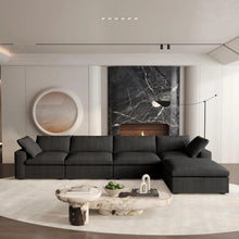 Load image into Gallery viewer, 160" 2 Piece Living Room Set Blend Modular Sofa With Ottoman Storage - Black
