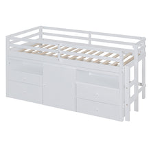Load image into Gallery viewer, Loft Bed With 4 Drawers, Underneath Cabinet And Shelves
