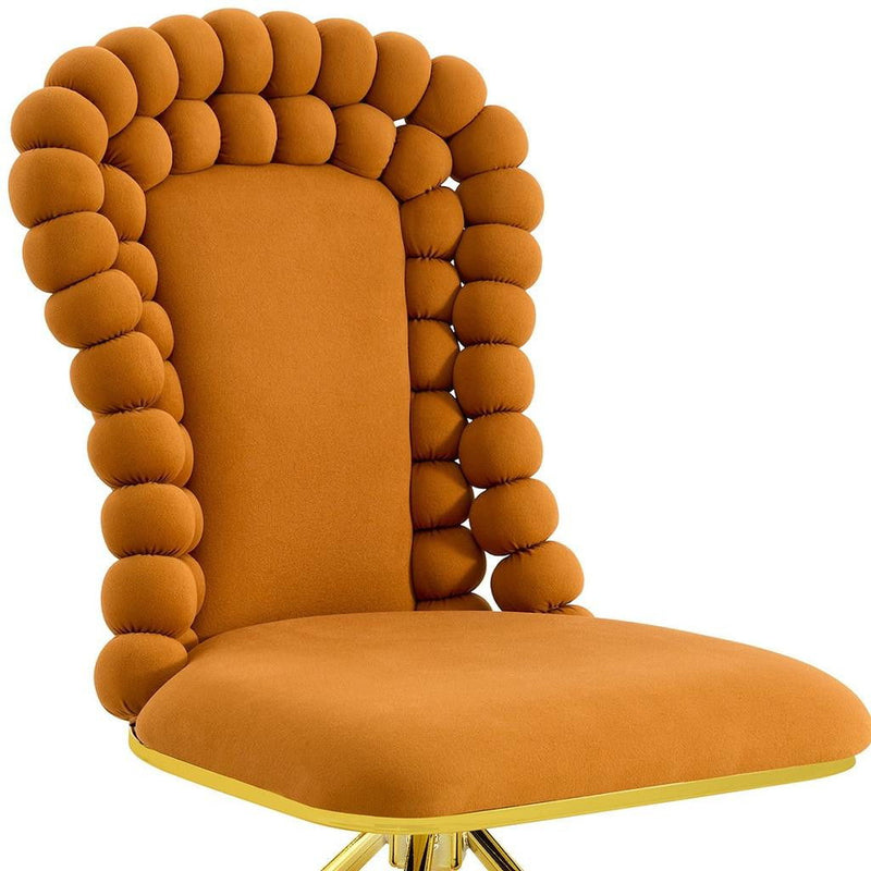 Velvet Metal Partially Open Back Dining Side Chairs (Set of 2) - Orange / Gold