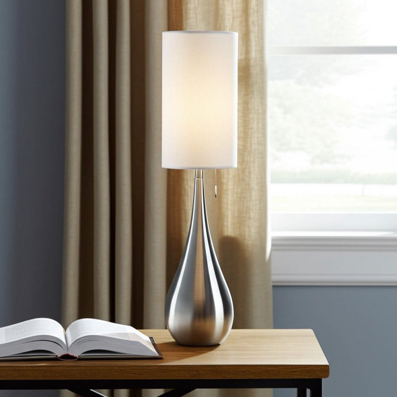 Metal Teardrop Table Lamp - Brushed Steel