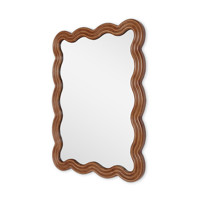 32" Wavy Scalloped Accent Mirror - Brown