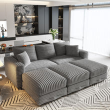 Load image into Gallery viewer, Convertible Deep Seat Sofa With Soft Pillows And Ottomans
