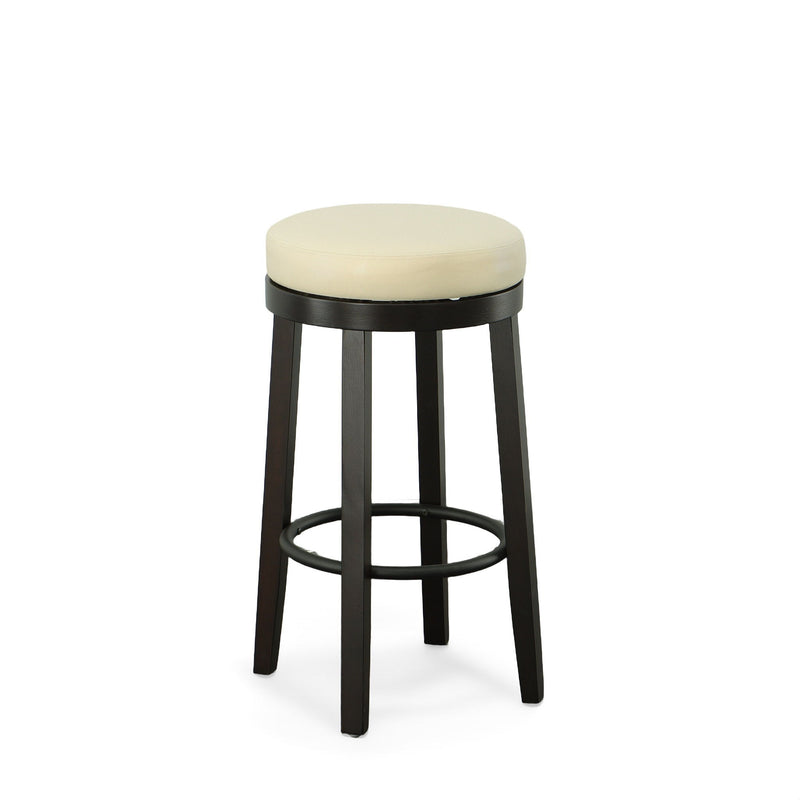Faux Leather And Solid Wood Swivel Backless Bar Height Bar Chairs (Set of 2) - Cream And Espresso