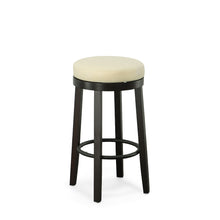 Load image into Gallery viewer, Faux Leather And Solid Wood Swivel Backless Bar Height Bar Chairs (Set of 2) - Cream And Espresso
