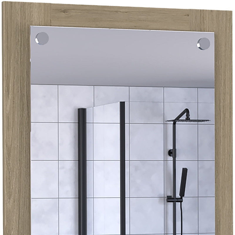 28" Framed Bathroom Vanity Mirror - Light Brown
