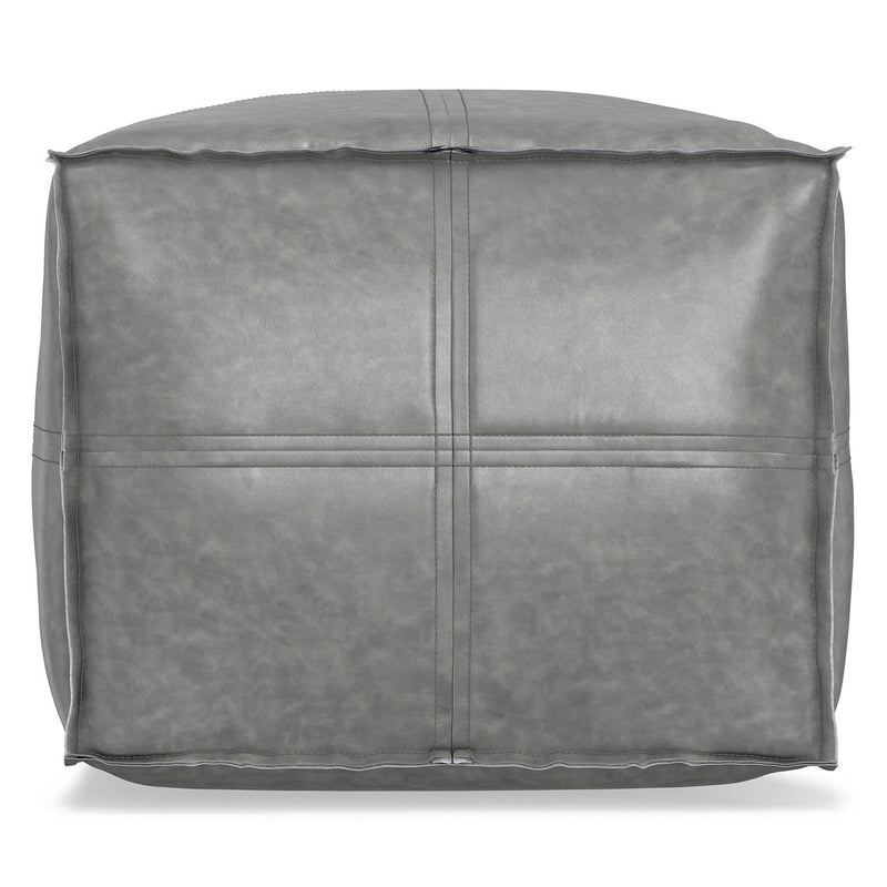 Faux Leather Pouf Ottoman - Gray