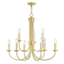 Load image into Gallery viewer, Nine Light Dimmable Chandelier With Shades - Brass
