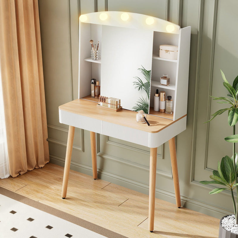 Wood Two Drawer Dresser - White