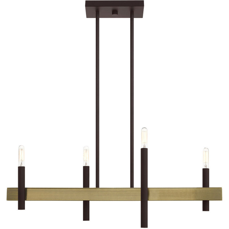 24" Four Light Dimmable Chandelier With Shades - Bronze
