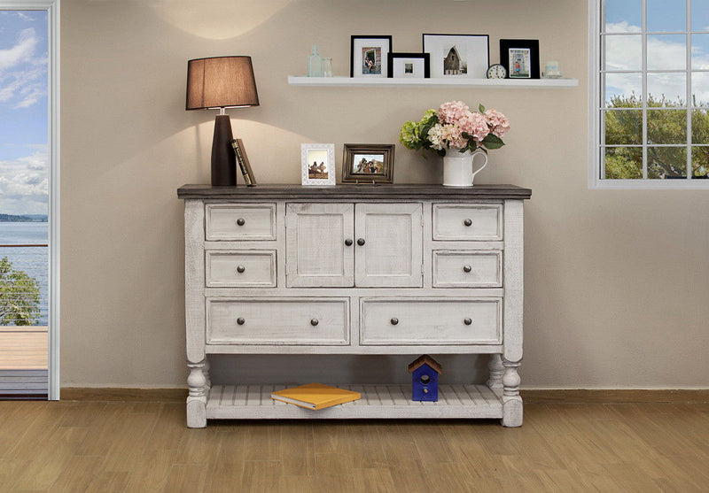 Solid Wood Six Drawer Triple Dresser - Gray / Ivory