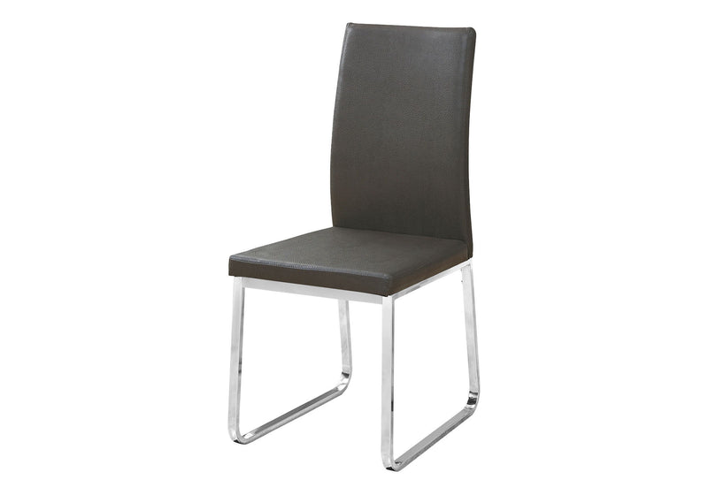 Contemporary Upholstered Faux Leather Dining Side Chairs (Set of 2) - Gray
