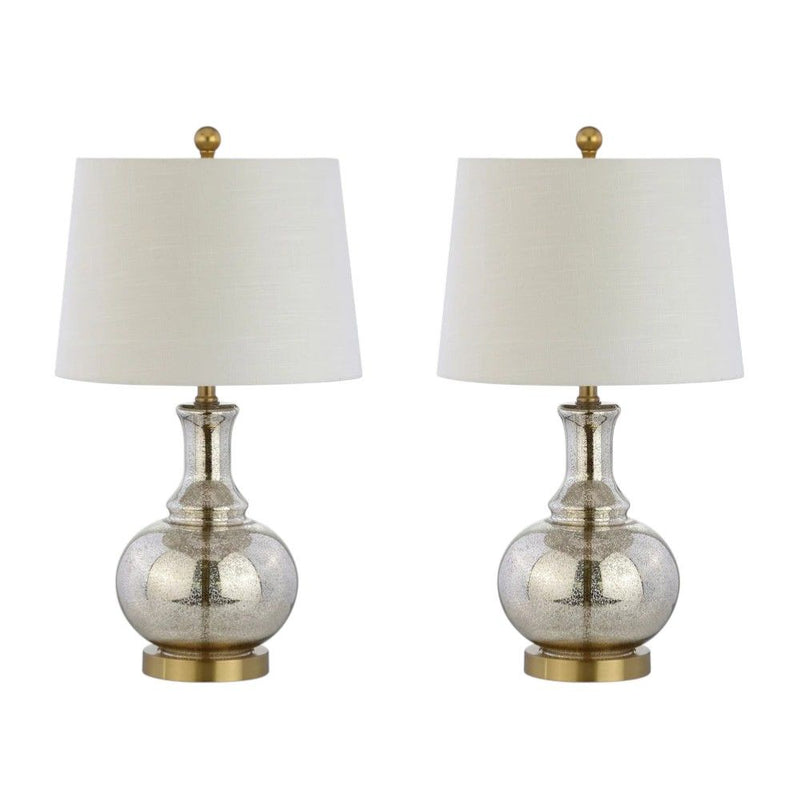 25" Table Lamp With Drum Shade - Silver / Gold