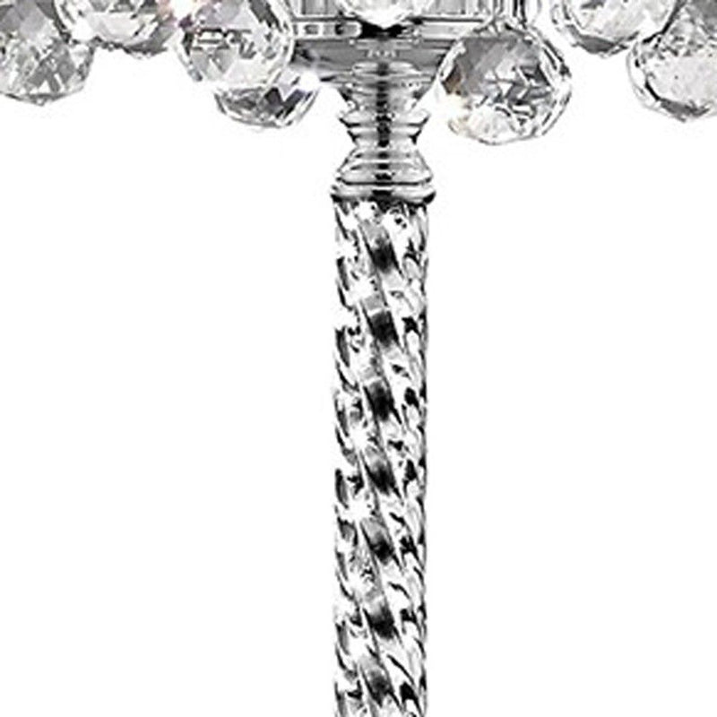 63" Steel Three Light Candelabra Floor Lamp With Drum Shade - Silver White