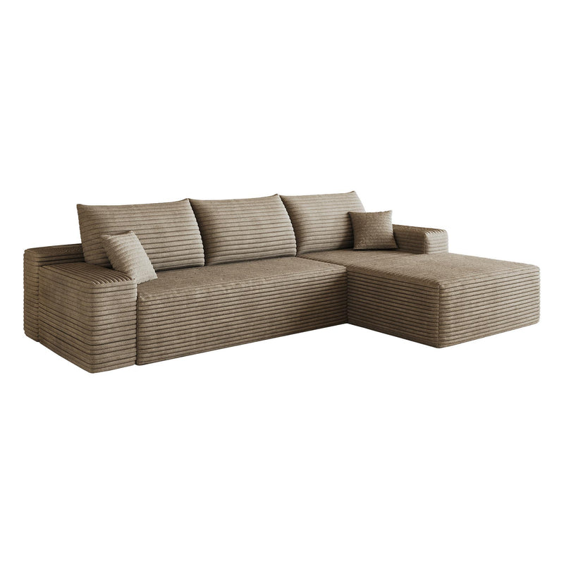 Corduroy Modular L Shaped Sofa And Chaise Sectional (762627) - Camel
