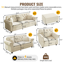 Load image into Gallery viewer, Upholstered Sofa Set With Nailhead Trim And Rolled Armrests, Includes Pillows
