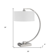 Load image into Gallery viewer, Metal Lantern Desk USB Table Lamp With White Shade - Nickel
