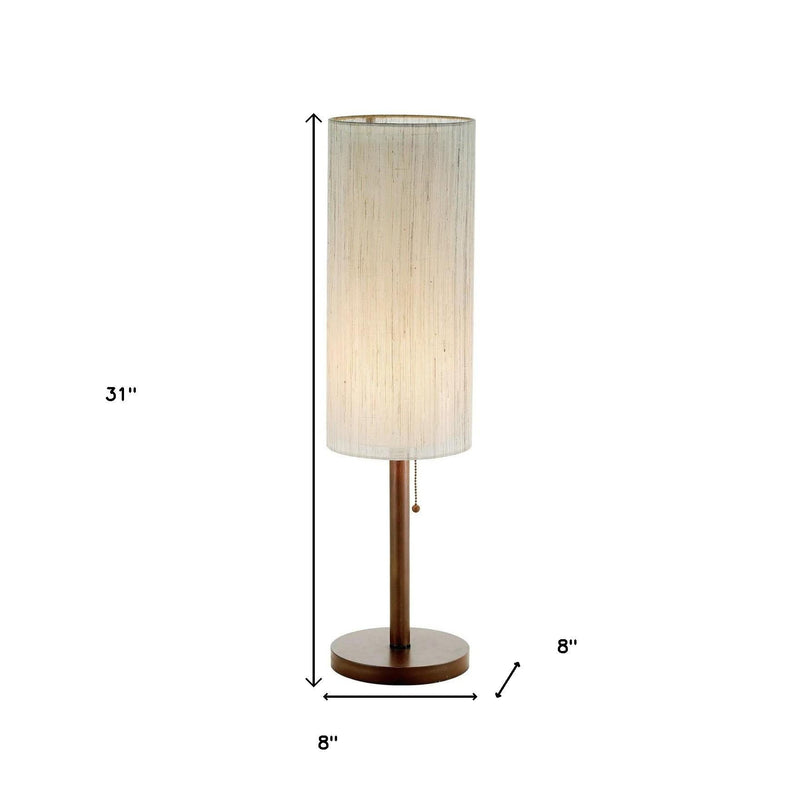Solid Wood Standard Table Lamp With Beige Shade - Walnut