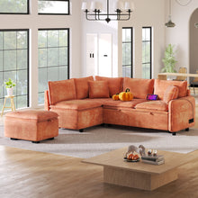 Load image into Gallery viewer, Convertible Sofa Bed Sectional Sofa Sleeper L-Shaped Sofa With A Storage Ottoman, Two Pillows, Two Power Sockets And Two USB Ports For Living Room

