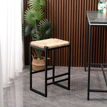 Load image into Gallery viewer, 25&quot; Height Backless Water Hyacinth Woven Bar Stools With Footrest (Set of 2) - Natural
