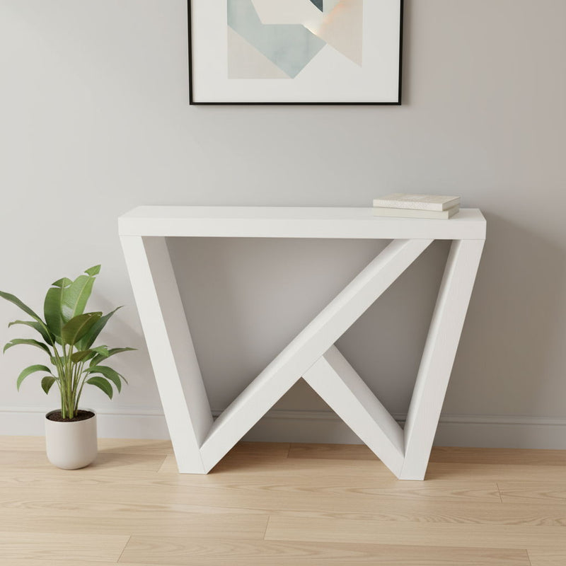 32" Wood Abstract End Table - White